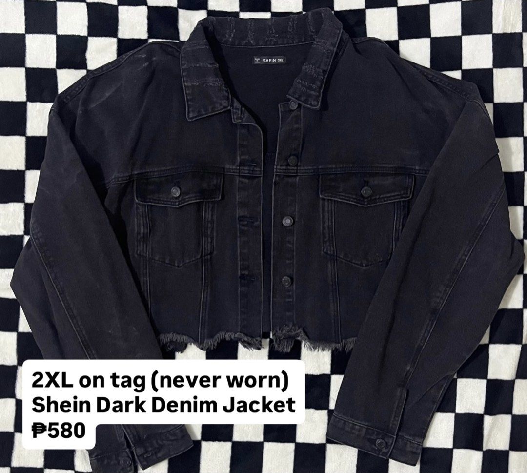 Shein Dark Denim Jacket 2XL (Category: Coats, Jackets and Outerwear) located in Tagum. Submitted by reijaann (Listing ID 1466144834, Image 1). Description: Plus Size Preloved Decluttering! 🩷🧚‍♀️ 📌 Price + sf 📌 MOP: maribank / gcash 📌 MOD: J&T 📌 PAYO (pay as you order) 📌NO COD (no 🍊/tt checkout) 📌NO CANCELLATION ONCE PAID 📍 Location: Tagum City, Davao del Norte.