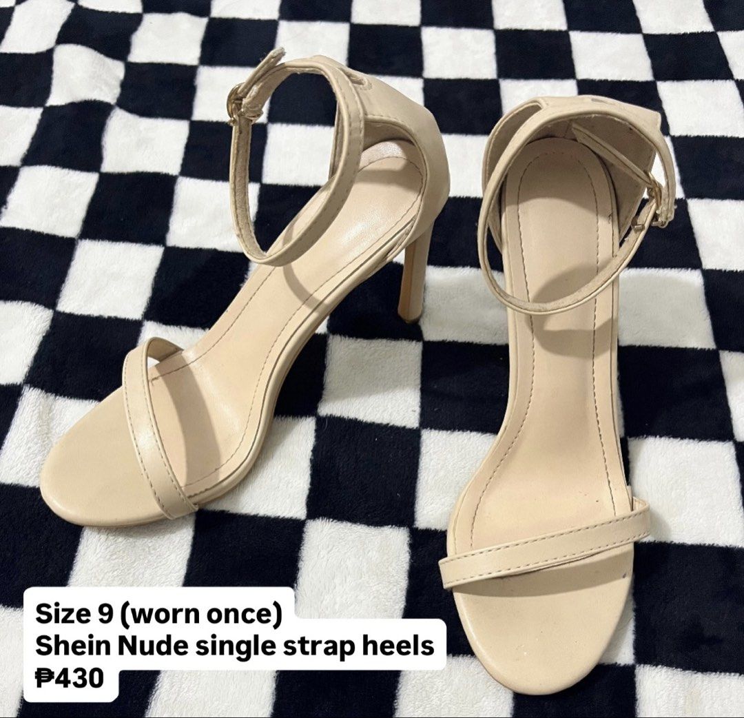 Shein Nude Single Strap Heels Size 9 (Category: Heels) located in Tagum. Submitted by reijaann (Listing ID 1466144740, Image 1). Description: Plus Size Preloved Decluttering! 🩷🧚‍♀️ 📌 Price + sf 📌 MOP: maribank / gcash 📌 MOD: J&T 📌 PAYO (pay as you order) 📌NO COD (no 🍊/tt checkout) 📌NO CANCELLATION ONCE PAID 📍 Location: Tagum City, Davao del Norte.