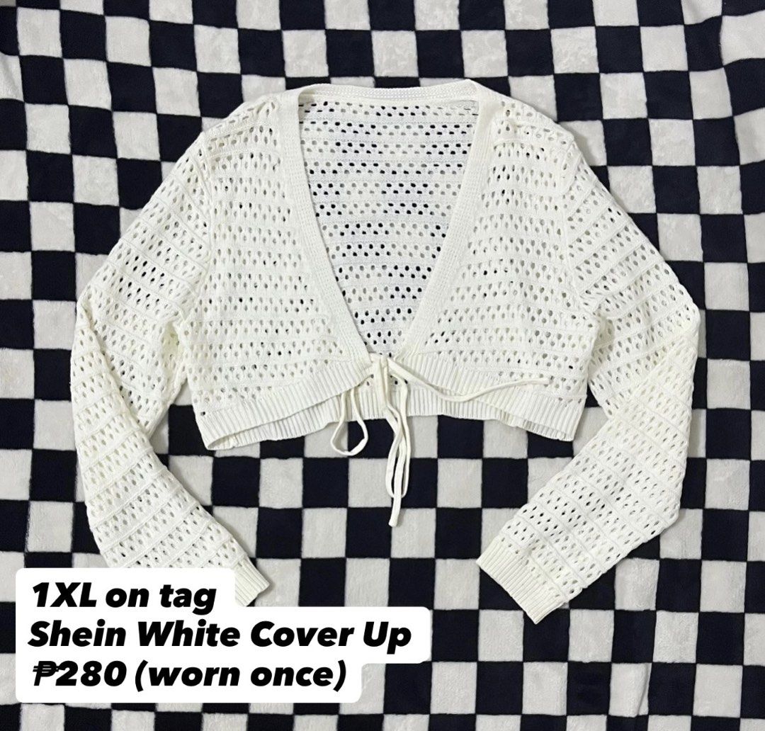 Shein White Cover Up 1XL (Category: Coats, Jackets and Outerwear) located in Tagum. Submitted by reijaann (Listing ID 1466103343, Image 1). Description: Plus Size Preloved Decluttering! 🩷🧚‍♀️ 📌 Price + sf 📌 MOP: maribank / gcash 📌 MOD: J&T 📌 PAYO (pay as you order) 📌NO COD (no 🍊/tt checkout) 📌NO CANCELLATION ONCE PAID 📍 Location: Tagum City, Davao del Norte.
