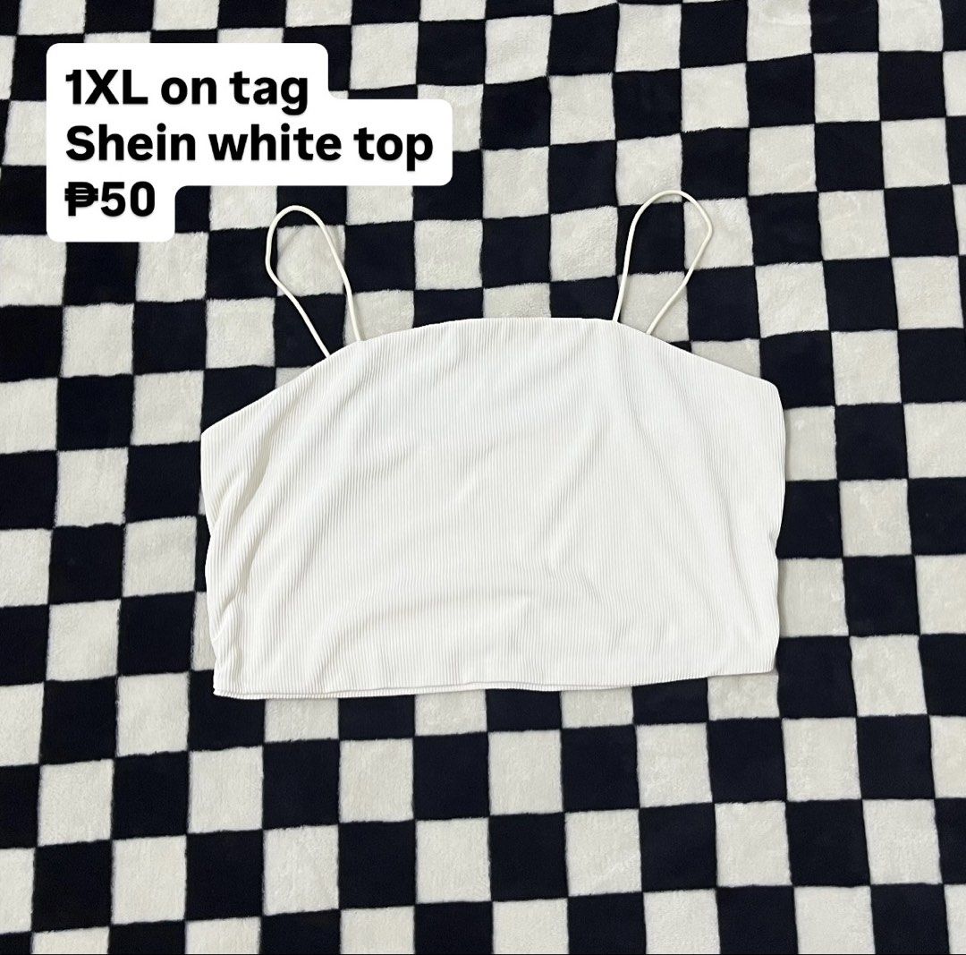 Shein White Top 1XL (Category: Sleeveless) located in Tagum. Submitted by reijaann (Listing ID 1466145022, Image 1). Description: Plus Size Preloved Decluttering! 🩷🧚‍♀️ 📌 Price + sf 📌 MOP: maribank / gcash 📌 MOD: J&T 📌 PAYO (pay as you order) 📌NO COD (no 🍊/tt checkout) 📌NO CANCELLATION ONCE PAID 📍 Location: Tagum City, Davao del Norte.
