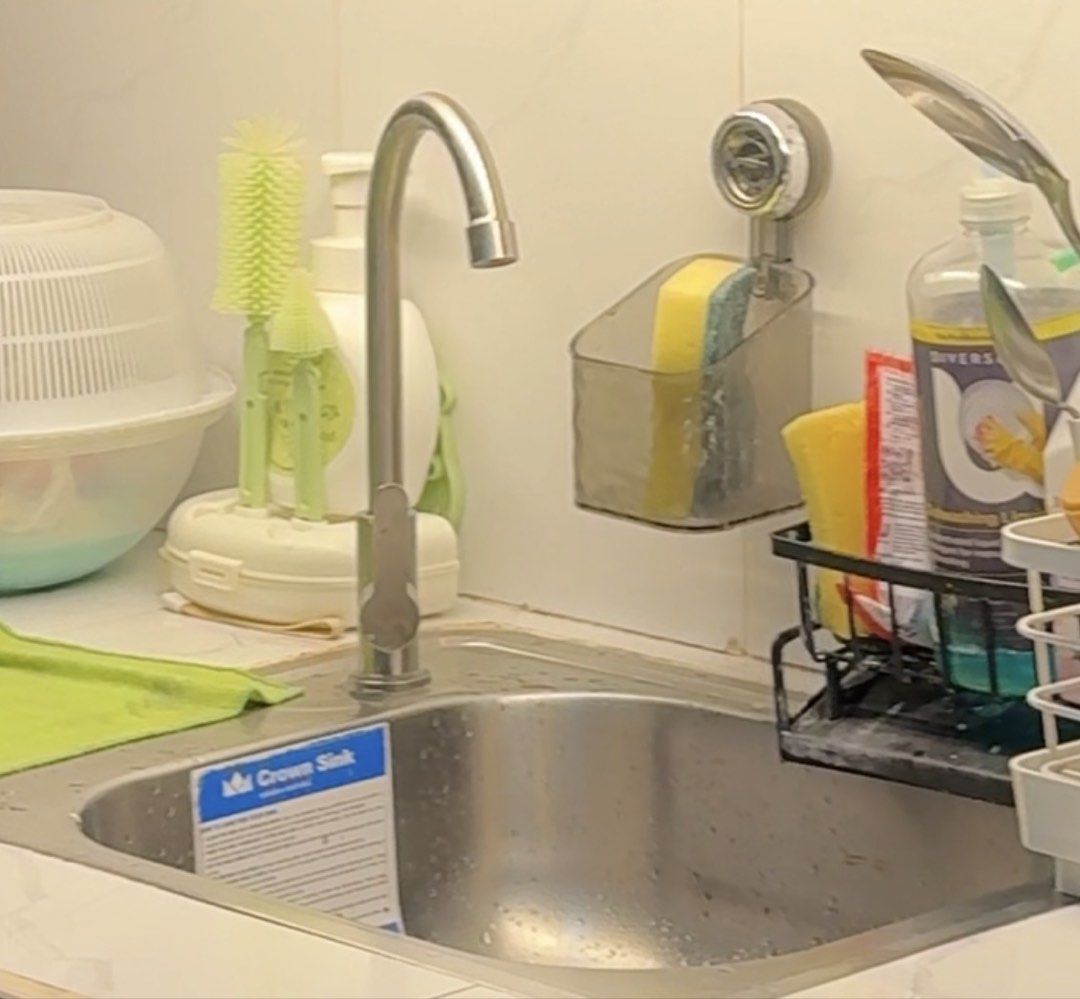 Sink with faucet (Category: Bathroom & Kitchen Fixtures) located in Muntinlupa City. Submitted by Tins_preloved (Listing ID 1465993098, Image 1). Description: Sink — bought from Wilcon Faucet — bought from AllHome All legit stainless steel Good quality and sturdy Take all for only ₱1,500! RFS: change kitchen set up /no longer needed Ilang months lang sakin yan. .