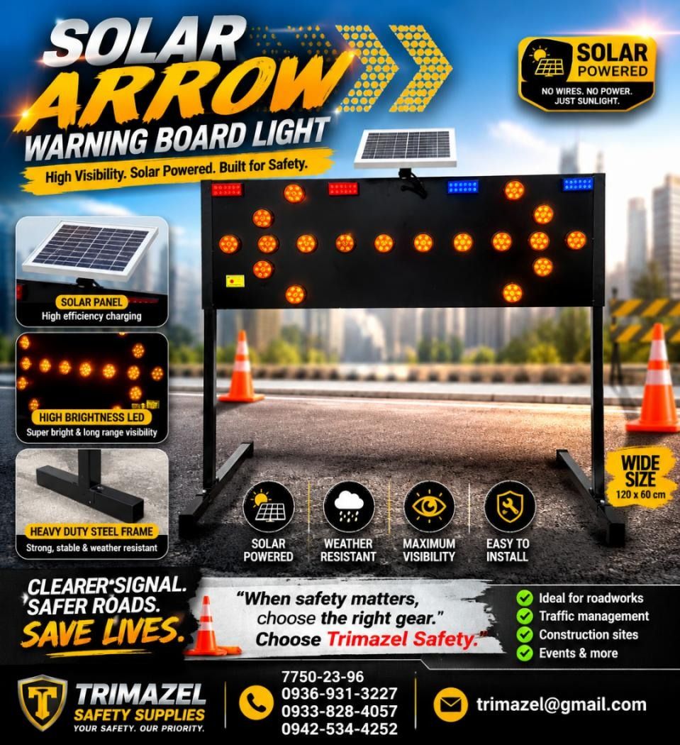SOLAR ARROW LIGHT (Category: Looking For) located in Paranaque City. Submitted by buynowbilikanow (Listing ID 1465959117, Image 1). Description: ✅ Guaranteed lowest price ✅ Quality products ✅ Big discount for bulk orders ✅ 100% LEGIT TRUSTED SUPPLIER! ✅ With Complete Legal Documents ✅ BIR Registered We Supply All Kinds Of PPE Supplies, Raincoat, Hard Hat, Cooler Box, Plastic Trash Bin, Road Barriers, Kayak Boats, Crystal Kayak, Traffic Cone, T-Bo