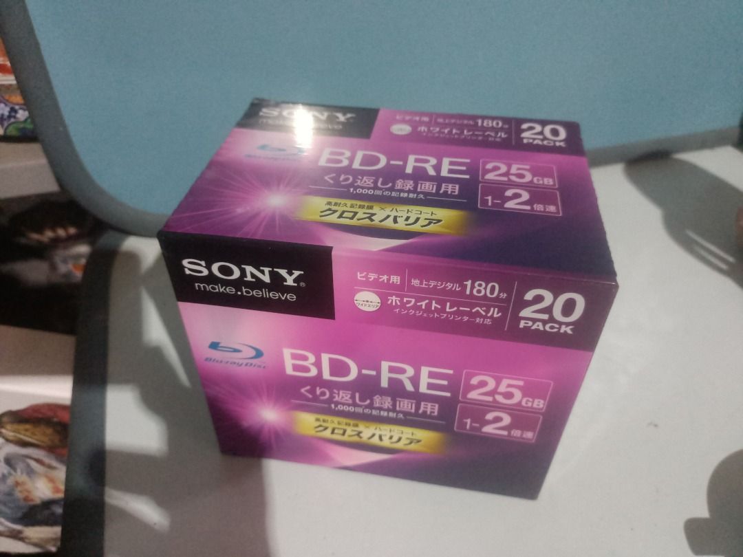 Sony 20 Pack 25GB BD-RE Rewritable Blu-ray Discs (Category: Blu-Ray & Media Players) located in Munoz. Submitted by larryc1212 (Listing ID 1466128121, Image 3). Description: - Brand: Sony - Type: BD-RE Rewritable Discs (20-Pack) - Capacity: 25GB / 180 minutes video capacity per disc - Speed: 1-2x - Design: White printable labels - Condition: Brand new, factory sealed in original plastic wrap - Ideal for high-definition video recording and large d