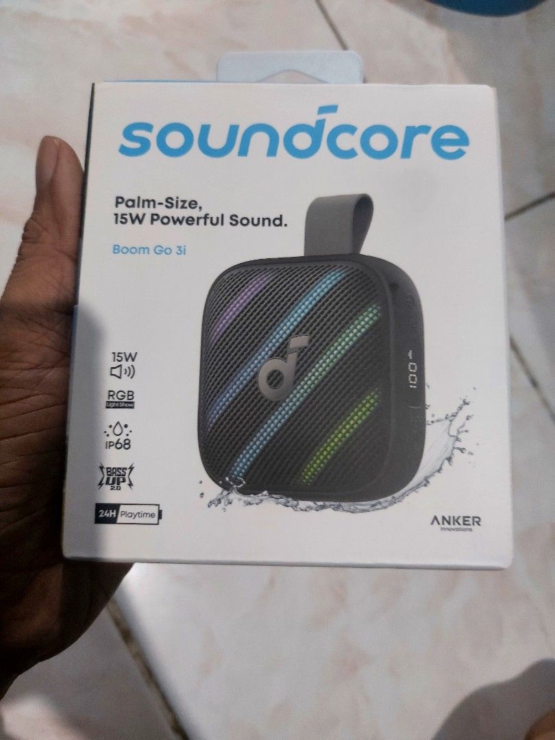 Soundcore Boom Go 3i bluetooth speaker Black only (Category: Soundbars, Speakers & Amplifiers) located in Pasig City. Submitted by jrriv (Listing ID 1465997427, Image 1). Description: brandnew sealed can connect with soundcore app 2k only location de castro pasig.