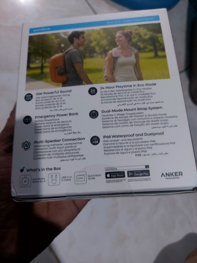 Soundcore Boom Go 3i bluetooth speaker Black only (Category: Soundbars, Speakers & Amplifiers) located in Pasig City. Submitted by jrriv (Listing ID 1465997427, Image 3). Description: brandnew sealed can connect with soundcore app 2k only location de castro pasig.