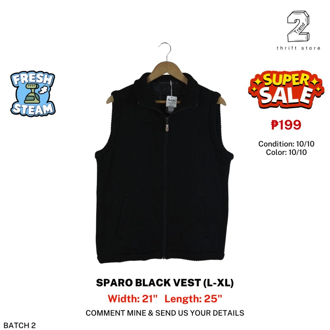 Sparo Black Vest Medium Weight (L-XL) (Category: Vests) located in Marikina City. Submitted by 2trend_thrift (Listing ID 1466149286, Image 1). Description: .