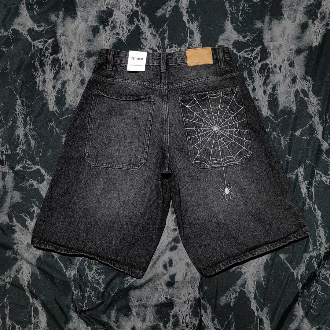Spider Web Jorts (Category: Shorts) located in Taguig. Submitted by mr.gbh (Listing ID 1466046514, Image 1). Description: Spider Web Jorts CO Size: 30 L-22/H-11.5 Excellent Condition Php, 799.