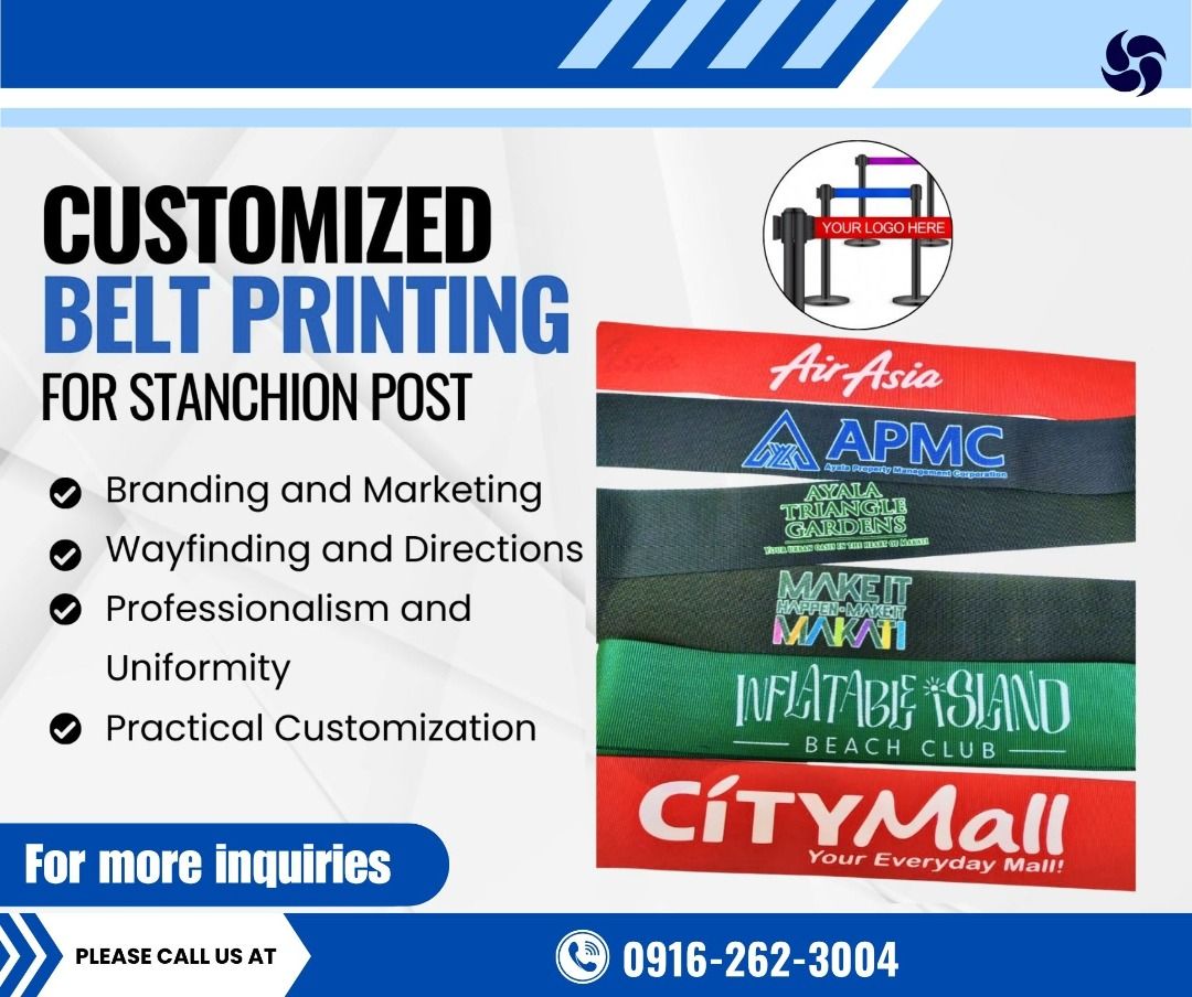 Stanchion Post | Retractable Post | Customized Belt Printing (Category: Looking For) located in Makati City. Submitted by johnstone_mkt (Listing ID 1465957995, Image 1). Description: High-quality stanchion posts with customizable belt printing! Perfect for crowd control, queue management, venues, events, and commercial establishments. KEY FEATURES: * Heavy-Duty Build: Sturdy base and post designed for high-traffic areas. * Custom Belt Printing: A