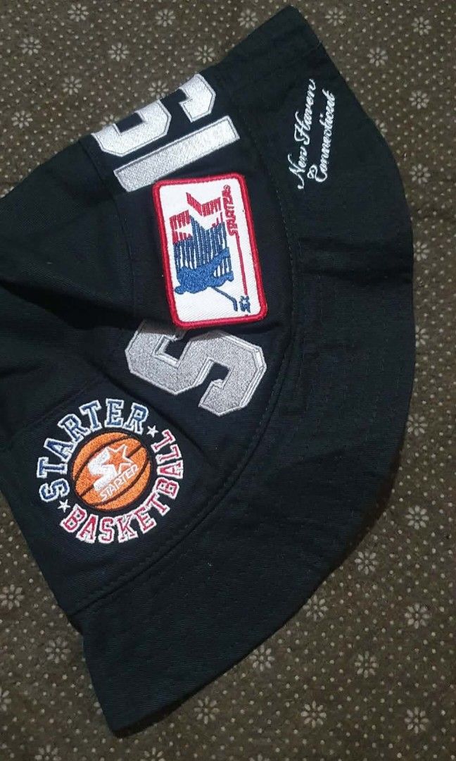 RARE! Deadstock! Starter 1990's Multi Patch Bucket Hat (Category: Caps & Hats) located in Pasay City. Submitted by ODDXX (Listing ID 1466052108, Image 2). Description: RARE! RARE! Used only few times! Like new Condition 💯🤝 Authentic/Legit 100%✅ Bought in stock X! NO ISSUE AT ALL! pag nagkataon ikaw lang meron neto sa pinas. 😄 SRP $69 Selling it only for 1499 Slightly Nego!.