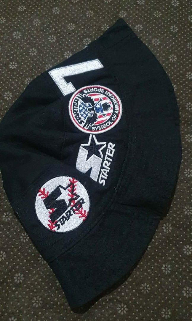 RARE! Deadstock! Starter 1990's Multi Patch Bucket Hat (Category: Caps & Hats) located in Pasay City. Submitted by ODDXX (Listing ID 1466052108, Image 1). Description: RARE! RARE! Used only few times! Like new Condition 💯🤝 Authentic/Legit 100%✅ Bought in stock X! NO ISSUE AT ALL! pag nagkataon ikaw lang meron neto sa pinas. 😄 SRP $69 Selling it only for 1499 Slightly Nego!.