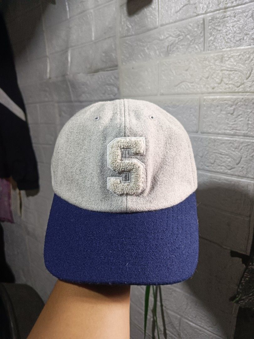 Starter 'S' Chenille Patch Two-Tone Baseball Cap (Category: Caps & Hats) located in Caloocan City. Submitted by gemfinder669 (Listing ID 1466086405, Image 1). Description: - Brand: Starter (Made in Korea) - Color: Grey and navy blue - Design: Large chenille embroidered 'S' patch on the front, '71' embroidered on the back - Fit: Adjustable strapback closure with metal buckle - Condition: Inner sweatband has some staining from wear - Stussy or Supr