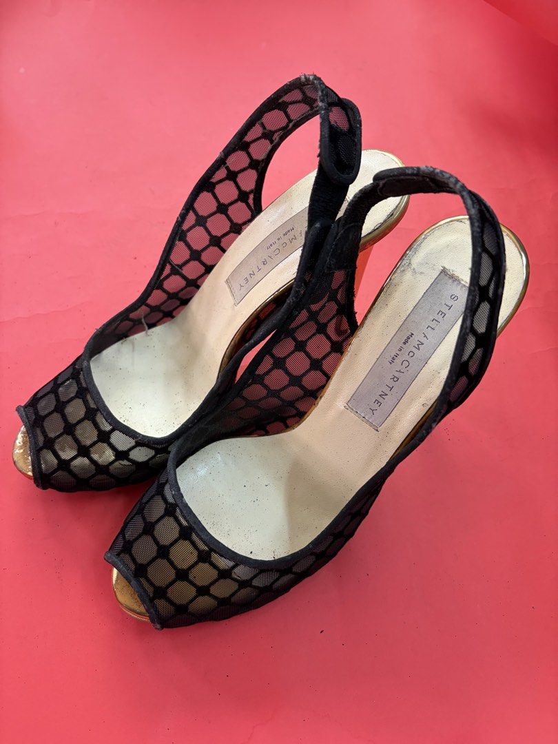 Stella McCartney black mesh pumps gold heel (Category: Sneakers & Footwear) located in Manila. Submitted by urbanwear (Listing ID 1466080467, Image 1). Description: .