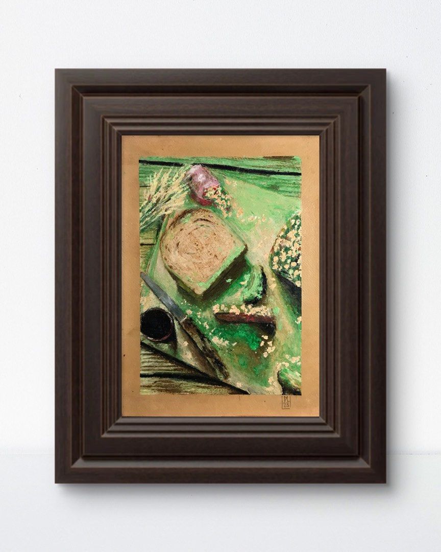 Still Life Drawing on Pastel Paper (Category: Art & Prints) located in Salug. Submitted by dylart (Listing ID 1465499822, Image 1). Description: Title: Wheat Bread Size: A4 Medium: Oil Pastel | Varnished Year: 2023 Artist: Jundyl Simyunn Sample lang po ang frame .