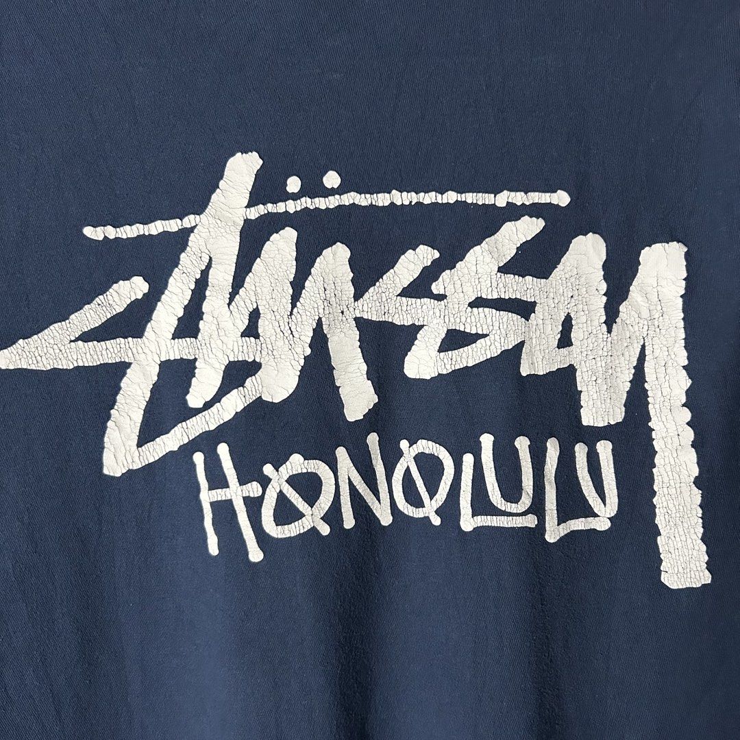 Stussy - Honolulu Chapter Tee (Category: Tshirts & Polo Shirts ) located in Tayabas. Submitted by streetdepartment (Listing ID 1466129756, Image 3). Description: Stussy - Honolulu Chapter Tee Very good condition Flaw/s: crackprints and needswash Size: Small Measurements (inches): Width: 18.8” Length: 26” Price: 580 + shipping fee Dm to purchase! Note: Manage your expectations as you are dealing with secondhand items. Color may vary due to lightin