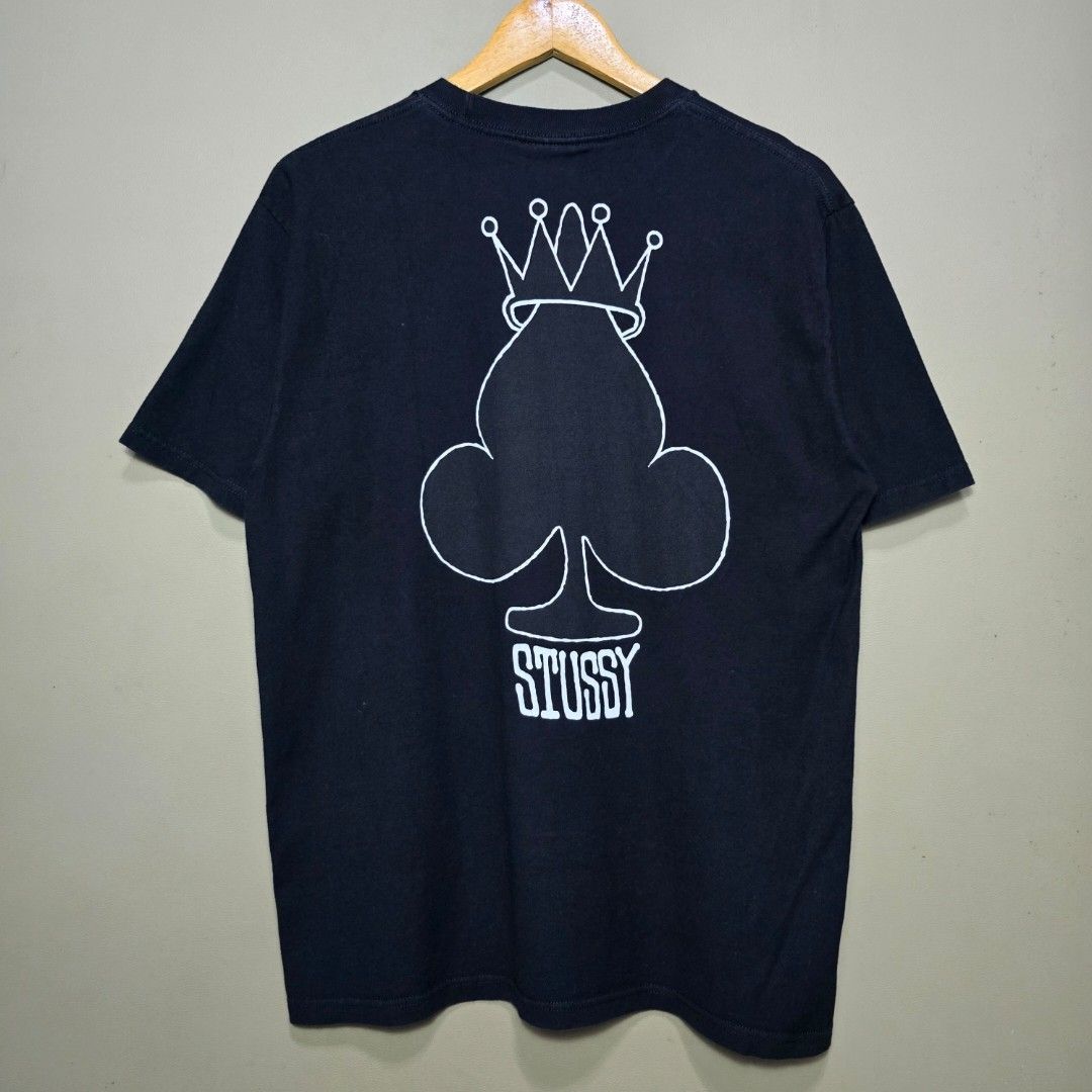 STUSSY CROWN SPADE BLACK TEE (Category: Tshirts & Polo Shirts ) located in Manila. Submitted by thrift-finds.ph (Listing ID 1466122824, Image 2). Description: STUSSY CROWN SPADE BLACK TEE - Size: MEDIUM - Dimension: 21 W" x 28 L" - Excellent Condition - Color rate: 9.8/10 - Issue: Minor Hairline Crackprints ( See Last 3 Photos - Color may vary due to lighting 📸.
