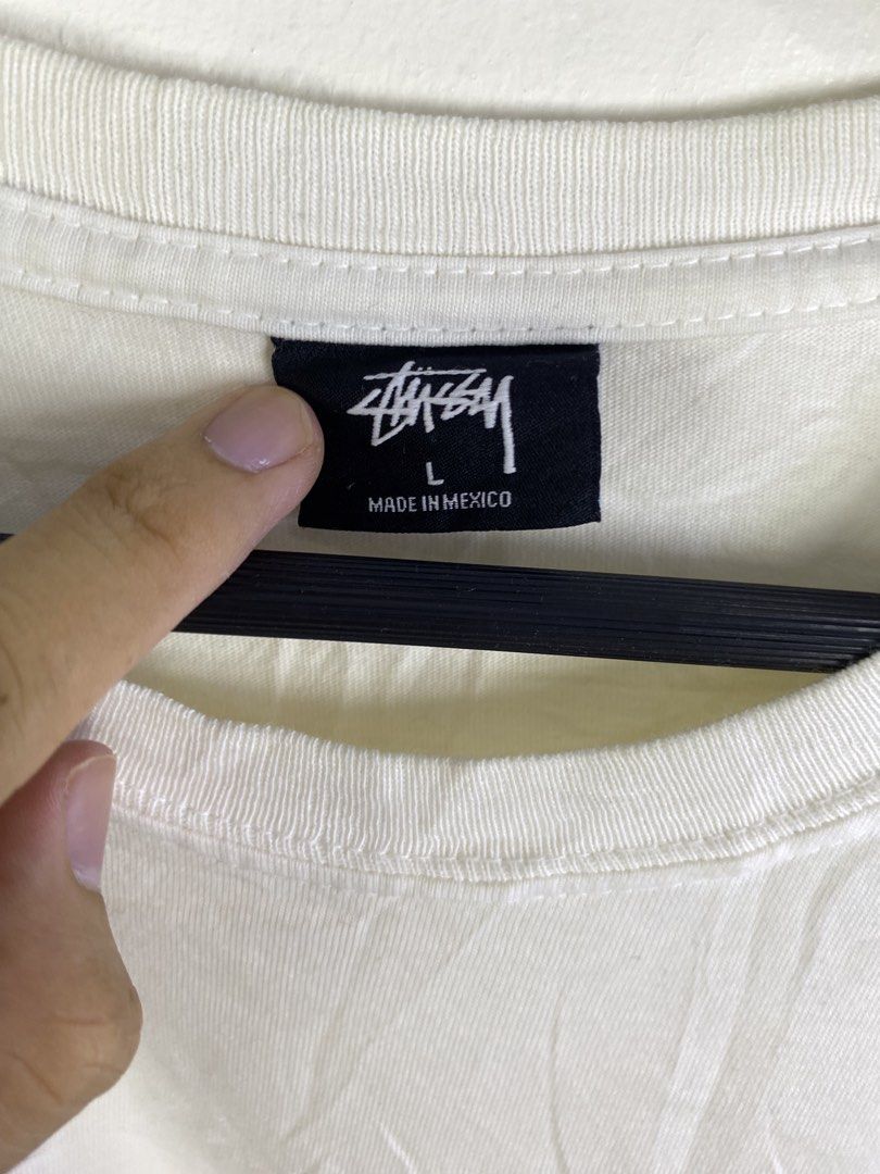 Stussy Split Dye T-shirt White Large (Category: Tshirts & Polo Shirts ) located in Manila. Submitted by declutterpromax (Listing ID 1466000801, Image 2). Description: - Brand: Stussy - Style: Crew neck short sleeve t-shirt with a unique brown/grey split tie-dye on the right side and sleeve - Size: Large - Details: Signature Stussy logo on left chest - Material: 100% cotton, Made in Mexico - Condition: Brand new with tag attached - Perfect for eff