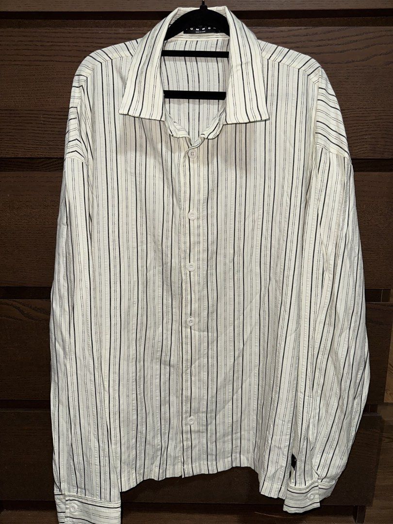 Sumwon Striped Long Sleeve Button-Down Shirt (Category: Formal Shirts) located in Malabon City. Submitted by marcgm.777 (Listing ID 1466046385, Image 3). Description: Sumwon striped button-down shirt in off-white Pre-loved Shirt - perfect for everyday casuals! Worn a few times. Still in great condition. Please manage your expectations with the products as they are not brand new but nevertheless all are still in good condition and some are still g