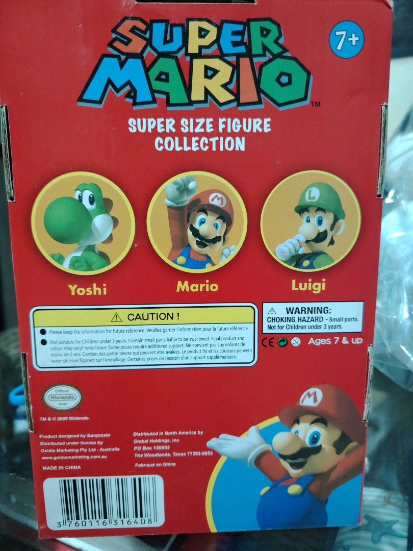 Super Mario Super Size Figure Collection Yoshi (Category: Figurines & Statues) located in Manila. Submitted by justybelieve2026 (Listing ID 1466093107, Image 3). Description: - Authentic 2009 Nintendo official merchandise by Banpresto - Part of the highly collectible Super Size Figure Collection -9 inches - Features Yoshi in his original red cardboard display box with iconic Mario and Luigi graphics - Figure remains securely sealed and untouched 