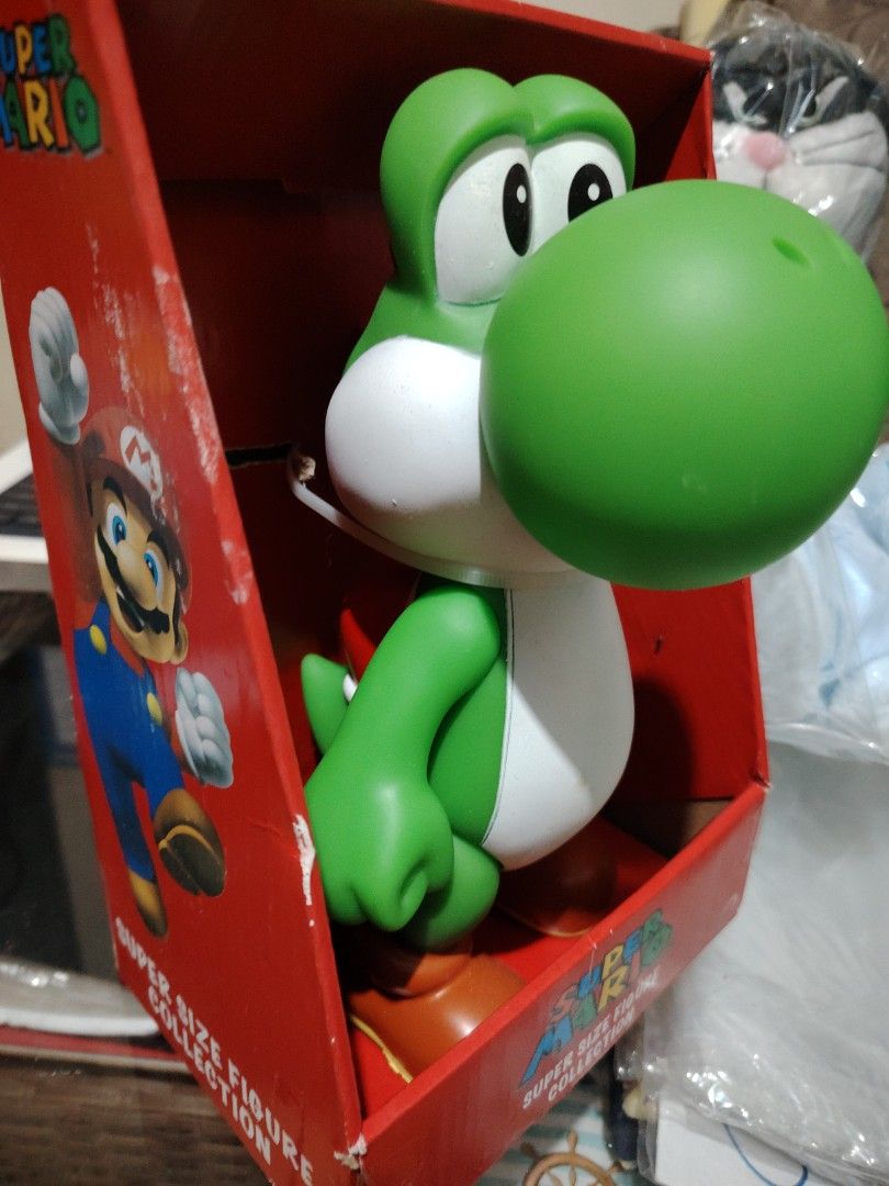 Super Mario Super Size Figure Collection Yoshi (Category: Figurines & Statues) located in Manila. Submitted by justybelieve2026 (Listing ID 1466093107, Image 1). Description: - Authentic 2009 Nintendo official merchandise by Banpresto - Part of the highly collectible Super Size Figure Collection -9 inches - Features Yoshi in his original red cardboard display box with iconic Mario and Luigi graphics - Figure remains securely sealed and untouched 