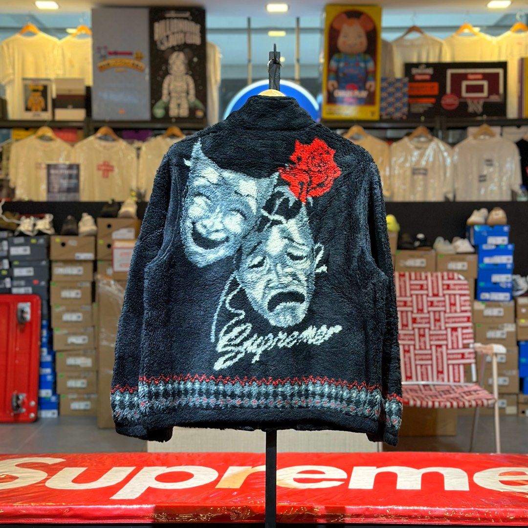 Supreme Drama Mask Fleece Jacket Black (Category: Coats, Jackets and Outerwear) located in Quezon City. Submitted by inside_plug (Listing ID 1466027404, Image 1). Description: For Sale Supreme Drama Mask Fleece Jacket Black - Large Brandnew Dm us to purchase.
