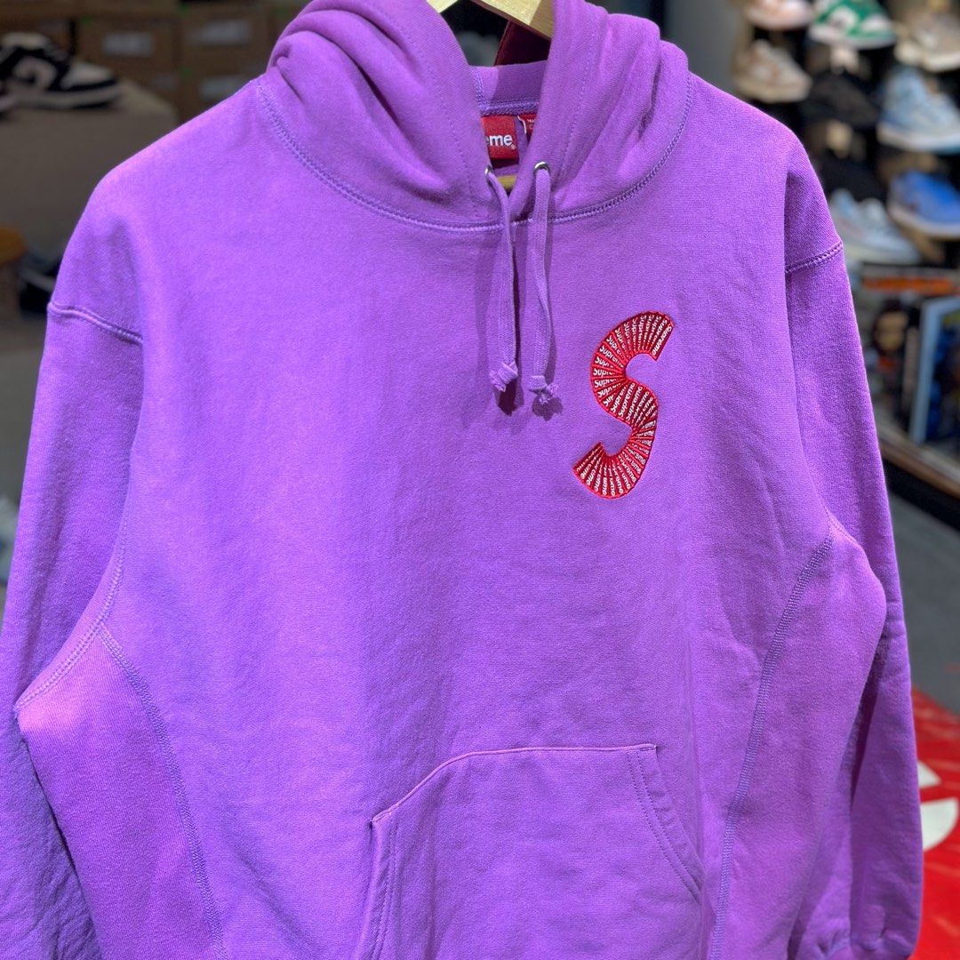 Supreme S Logo Hoodie Purple (Category: Coats, Jackets and Outerwear) located in Quezon City. Submitted by inside_plug (Listing ID 1466043777, Image 2). Description: For Sale Supreme S Logo Hoodie Purle - XL Brandnew Dm us to purchase.