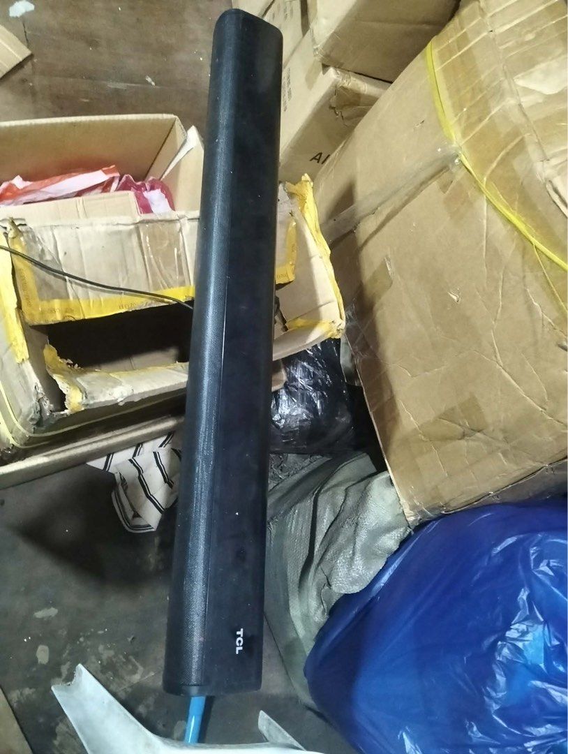TCL Soundbar Speaker/Bluetooth/hdmi/aux (Category: Soundbars, Speakers & Amplifiers) located in Manila. Submitted by quickcloud-8e4a6b (Listing ID 1466137018, Image 1). Description: - Sleek black TCL soundbar unit with front fabric grille and TCL logo - Great for home theater or TV audio upgrades - Multiple connectivity ports: HDMI, USB, audio input, and DC power connection - Condition: Good, tested and working .