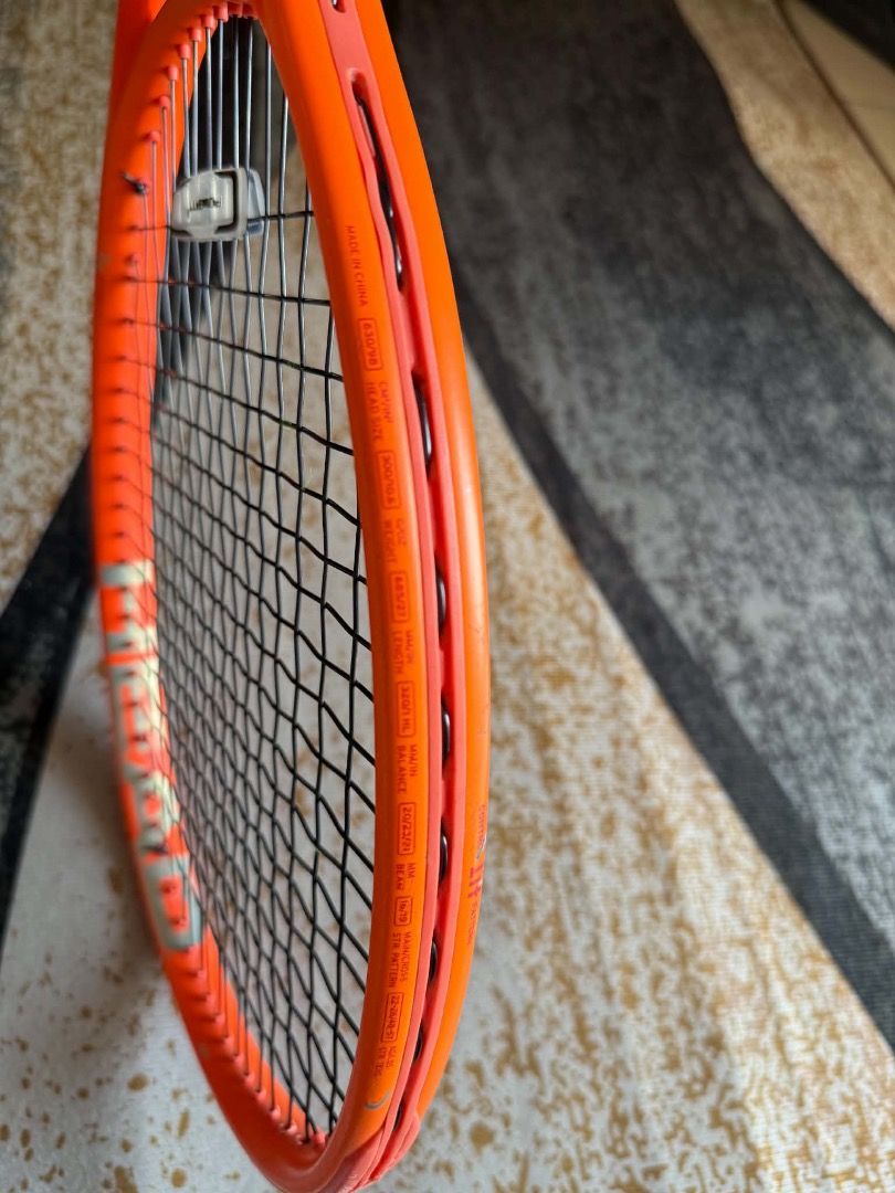Tennis Racket (Category: Racket and Ball Sports) located in Caloocan City. Submitted by shaigundran (Listing ID 1466063823, Image 2). Description: 🎾 FOR SALE: Head Radical MP 2021 – 300g 🎾 💰 ₱6,000 Letting go of my first racket! ❤️ Recently restring + brand new grip, so it’s ready to play. ⚠️ Condition: Has a crack on the grommet area (see photos). Priced accordingly and sold as-is. Great option for anyone looking for a budget-friendly Radical