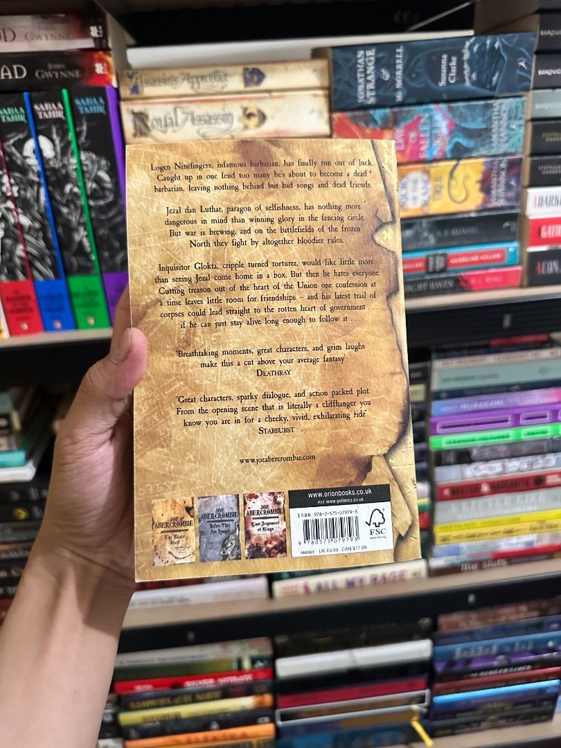 The Blade Itself by Joe Abercrombie Paperback (Category: Storybooks) located in Pasay City. Submitted by library_hecate (Listing ID 1466062966, Image 3). Description: - Title: The Blade Itself (Book 1 of The First Law Trilogy) - Author: Joe Abercrombie - Publisher: Gollancz Paperback - Condition: Like new, clean pages, uncreased spine - Genre: Epic grimdark fantasy (featuring Logen Ninefingers, Jezal dan Luthar, and Inquisitor Glokta).