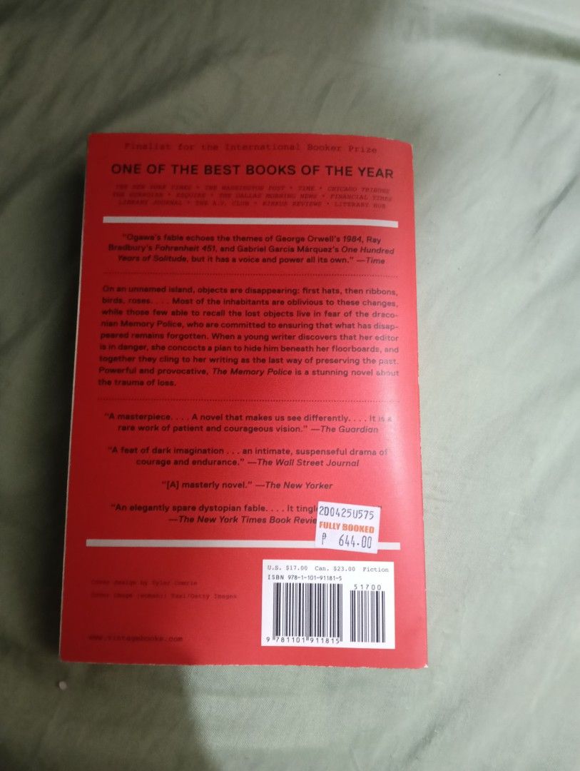 The Memory Police by Yoko Ogawa (Category: Storybooks) located in Manila. Submitted by saintdougie (Listing ID 1466099433, Image 2). Description: FS: THE MEMORY POLICE AND A LITTLE LIFE The Memory Police - ₱450 A Little Life - ₱350 ₱650 if you get both 📍 manila/pasay 💸 gcash/bpi/meetup 🚛 lalamove/j&t (shipping fee shouldered by buyer).
