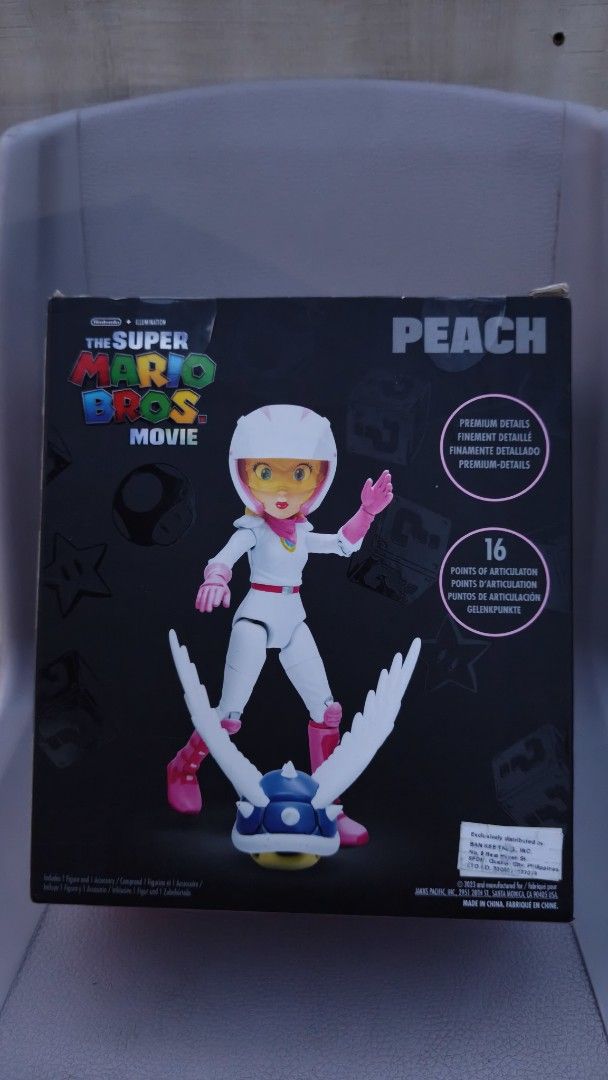 The Super Mario Bros Peach Action Figure (Category: Figurines & Statues) located in Caloocan City. Submitted by .7912. (Listing ID 1466124028, Image 2). Description: tear on the box original price 1999 selling it for 750 lalamove/ J&T .