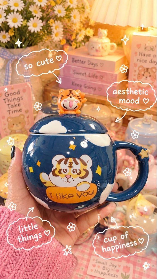 Tiger mugs (Category: Coffee & Tea Tableware) located in Mandaluyong City. Submitted by hellaitsjess (Listing ID 1466104333, Image 1). Description: Cute ceramic mugs ✨🎀 ₱349 + shipping fee Payment first We ship nationwide Mode of payment: (Gcash or Maribank) .