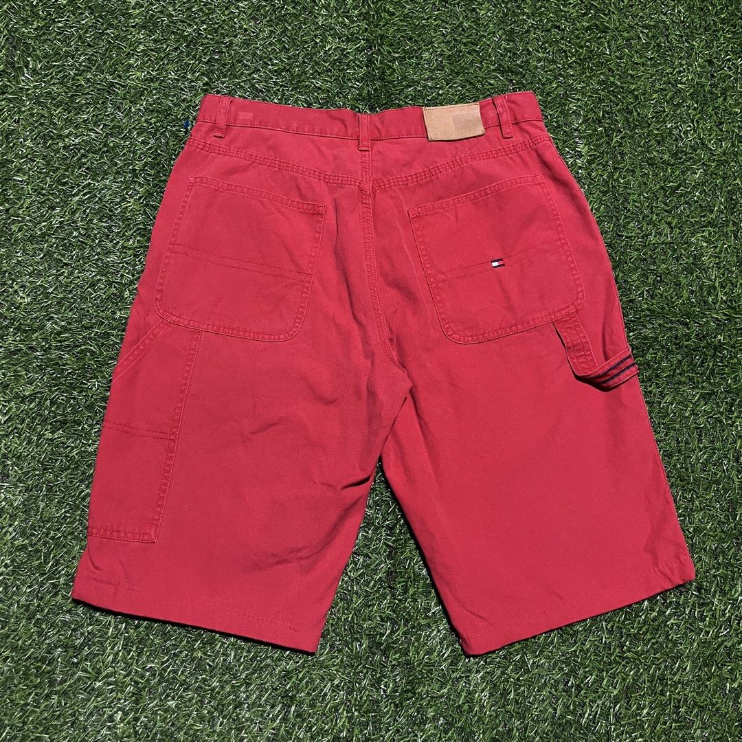 Tommy Hilfiger Carpenter Jorts (Category: Shorts) located in Argao. Submitted by secondcyclecollection (Listing ID 1465961118, Image 1). Description: - Brand: Tommy Hilfiger - Size: Tagged Size 6 - Color: Bright Red - Material: 100% Cotton, Made in China - Features: Utility leg pockets, back hammer loop, branded leather patch, metal button closure with zip fly - Condition: Excellent.