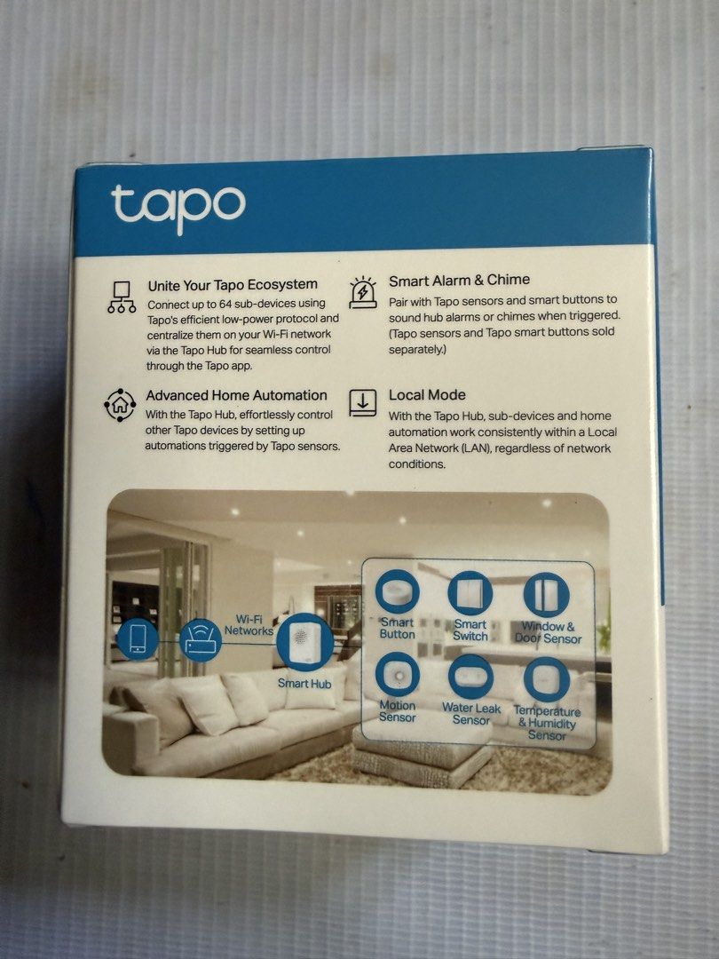 TP-Link Tapo H100 Smart IoT Hub (Category: Networking) located in Imus. Submitted by silentfire-353921 (Listing ID 1465973141, Image 2). Description: - Brand new & 100% sealed in original plastic wrapping - Connects up to 64 sub-devices for complete smart home automation - Built-in smart alarm and door chime functions - Supports local network mode for reliable performance - Compact plug-in design (100-240V power).