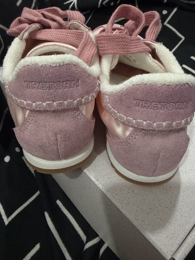 Tretorn Pink Suede Platform Sneakers 38 (Category: Sneakers) located in Pasig City. Submitted by hellokittydei (Listing ID 1465994546, Image 3). Description: - Brand: Tretorn Sneakers size 38 / US 7 women - Color: Shades of Pink - Material: Premium suede and nylon upper - Comfort: Soft white fleece lining inside the collar and heel - Details: Thick textured laces and signature Tretorn branding on side, tongue, heel patch, and insoles - Outsole: G