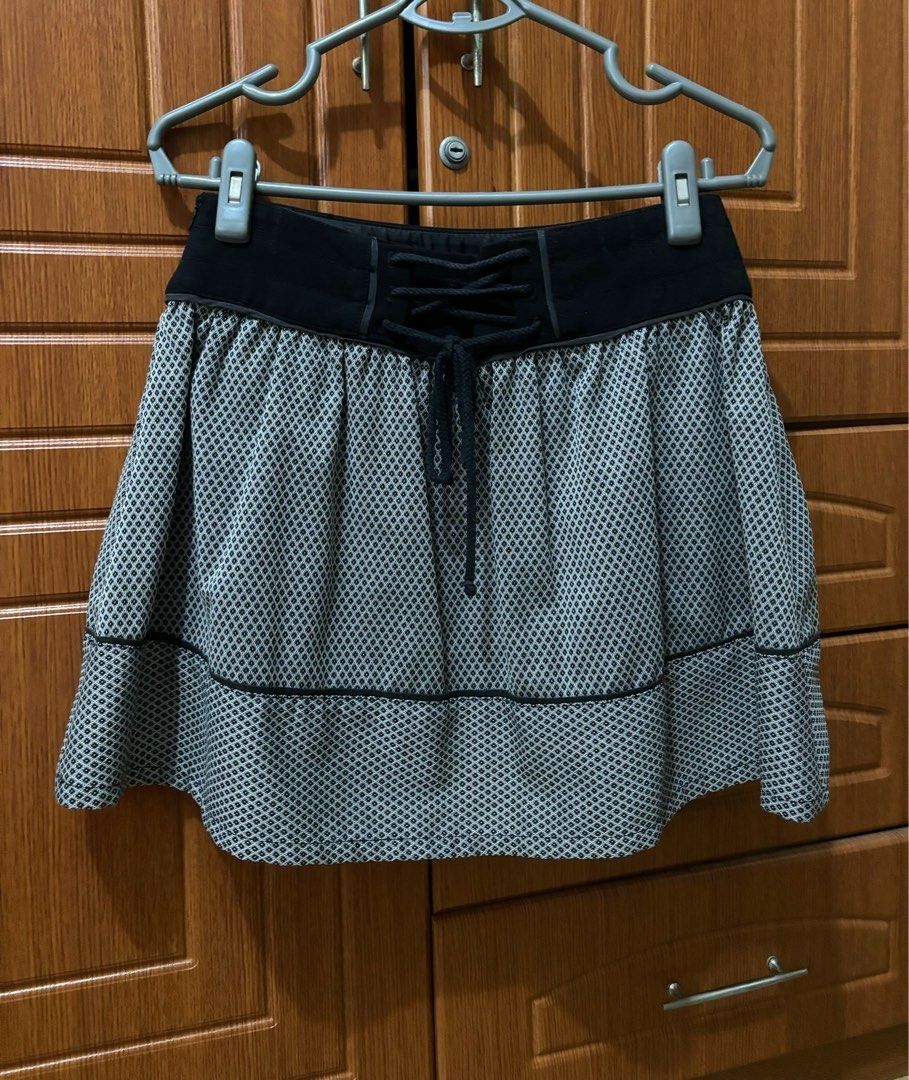 trf Mini Skirt Small - Medium (Category: Skirts) located in Quezon City. Submitted by garagesale2026 (Listing ID 1466144165, Image 2). Description: - Used once - In very good condition - Runs big, XS on tag, fits up to Medium - With adjustable lace-up rope waist - Black waistband; Black & White geometric patter; 2 pockets on the side.