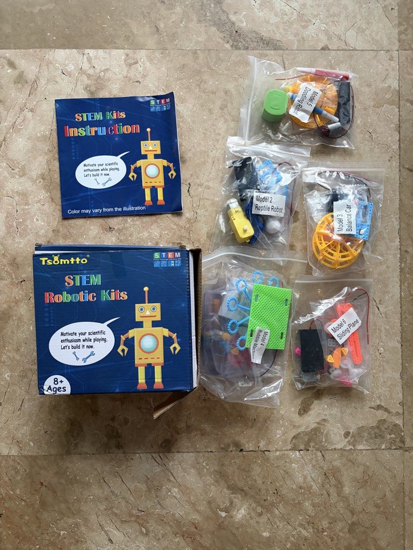 Tsomtto STEM Robotic Kit: DIY Motorized Models (Category: Educational & Learning Toys) located in Quezon City. Submitted by tidyup.lara (Listing ID 1466154795, Image 1). Description: Sold as is, as shown in photo Ages 8+, teaches basic circuits and mechanics Condition 9/10: good as new.