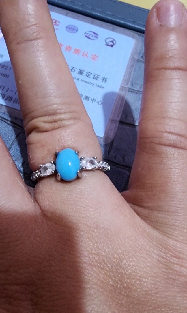 Turquoise ring (Category: Rings) located in Cebu City. Submitted by rhea20ph (Listing ID 1465966620, Image 2). Description: brand new item Sleeping beauty turquoise adjustable size silver hardwares diamonds settings with certificate plus sf.