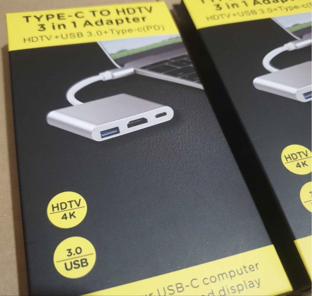 TYPE-C TO HDTV 3-IN-1 ADAPTER (Category: Cables & Adaptors) located in Manila. Submitted by warm_jamin (Listing ID 1466045512, Image 2). Description: TYPE-C TO HDTV 3-IN-1 ADAPTER Upgrade your device connectivity with a versatile Type-C to HDTV 3-in-1 Adapter .Perfect for connecting your laptop, tablet, or compatible smartphone to an HDTV display while expanding your available ports. ✓ Type-C input ✓ HDTV/HDMI output ✓ 3-in-1 multi-port design ✓ 