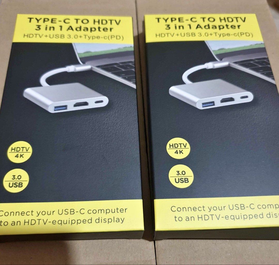 TYPE-C TO HDTV 3-IN-1 ADAPTER (Category: Cables & Adaptors) located in Manila. Submitted by warm_jamin (Listing ID 1466045512, Image 1). Description: TYPE-C TO HDTV 3-IN-1 ADAPTER Upgrade your device connectivity with a versatile Type-C to HDTV 3-in-1 Adapter .Perfect for connecting your laptop, tablet, or compatible smartphone to an HDTV display while expanding your available ports. ✓ Type-C input ✓ HDTV/HDMI output ✓ 3-in-1 multi-port design ✓ 