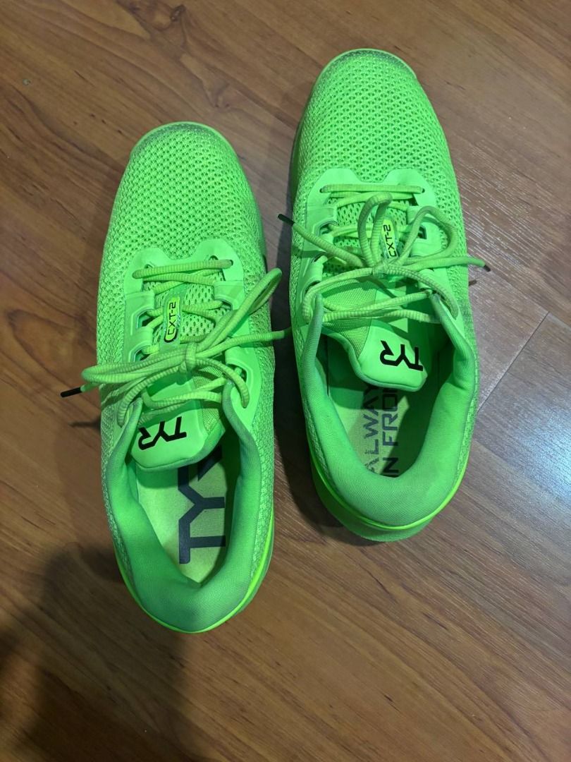TYR CXT-2 Elite Carbon Trainer Training Shoes (Category: Sneakers) located in Caloocan City. Submitted by wildbird_086d1b (Listing ID 1466069788, Image 3). Description: The TYR CXT-2 Elite Carbon Trainer in "Limelight" (Color Code: 327) is a premium, competition-focused cross-training shoe dubbed by the brand as the world's first "super trainer". Combining high-end running shoe mechanics with cross-training stability, it is engineered specificall
