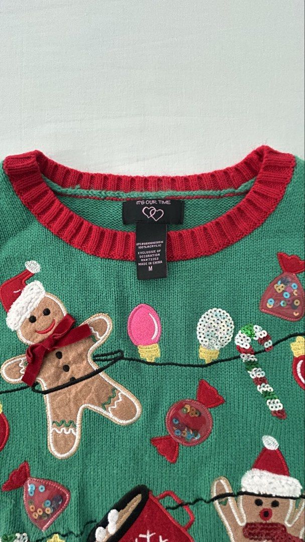 Ugly Christmas Sweater size M (Category: Coats, Jackets and Outerwear) located in Kawit. Submitted by apuchiko (Listing ID 1465971485, Image 2). Description: Sweater with ginger bread cookie and other Christmas decorative design. Size M (women). Best for Christmas themed parties. Bought from Costco USA..