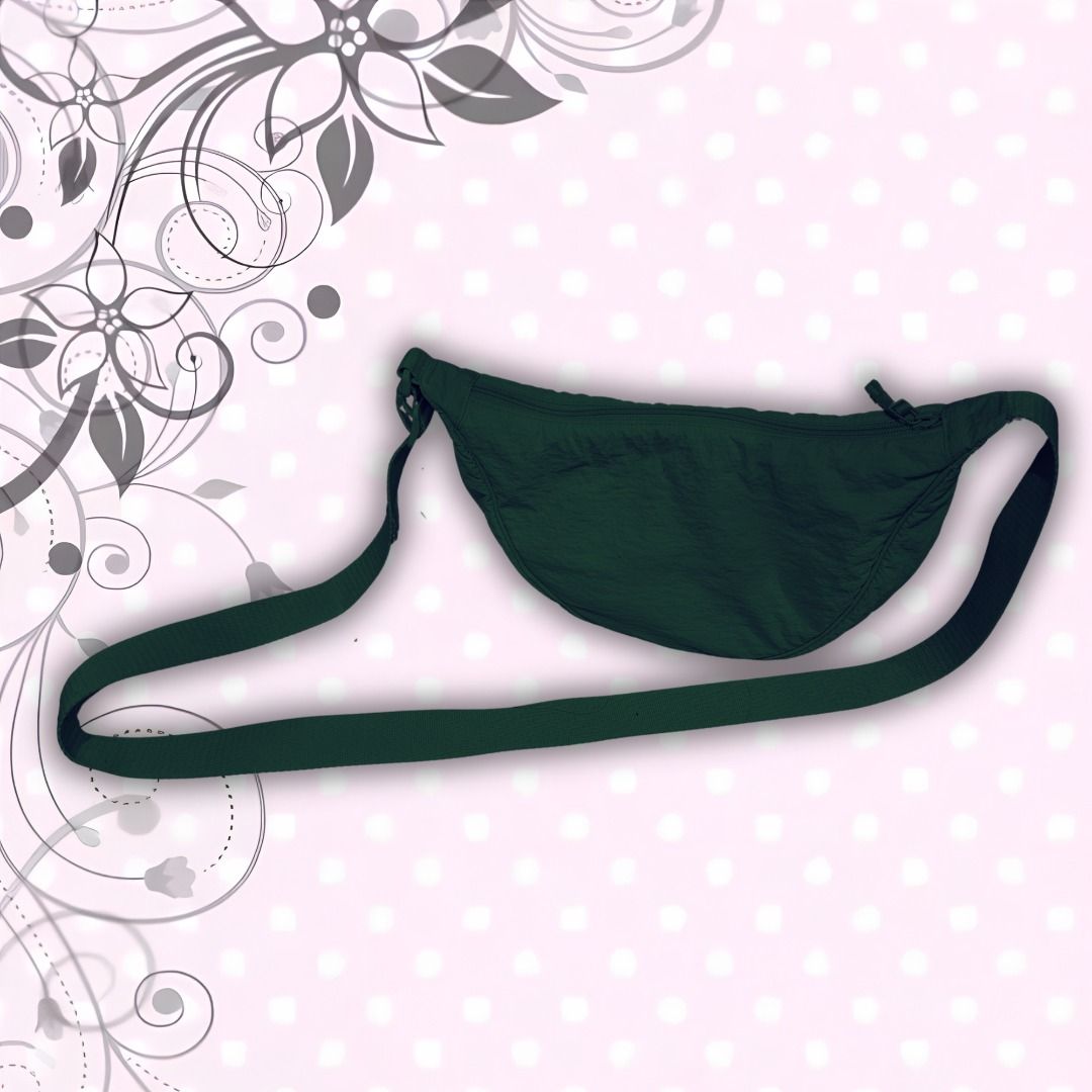 UNIQLO Adjustable Dark green Round Mini Shoulder dumpling bag (Category: Cross-body Bags) located in Manila. Submitted by painlxd (Listing ID 1465969495, Image 1). Description: UNIQLO Adjustable Dark green Round Mini Shoulder dumpling bag - 700 PHP ˚⟡˖ ࣪ Width: 11inch, Height: 6.7inch, Depth: 3.9inch, Shoulder Strap Length: ~45.7inch, Bag Capacity: 4Liters condition: brand new flaws: none.
