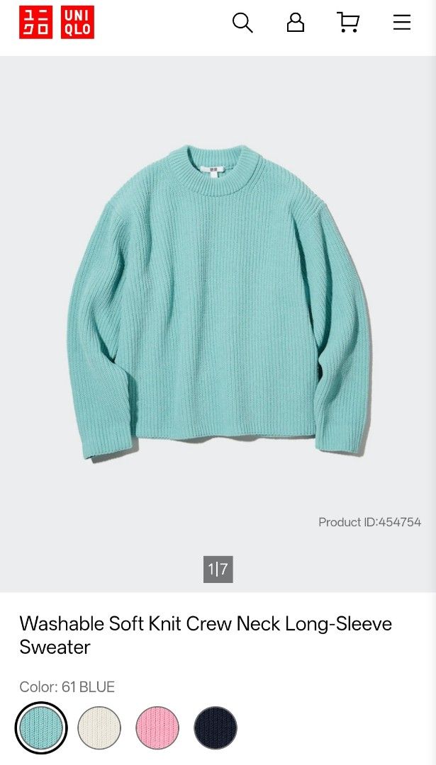 Uniqlo Washable Soft Knit Sweater (Category: Longsleeves) located in Quezon City. Submitted by khelou (Listing ID 1466001296, Image 2). Description: Fits small to medium .