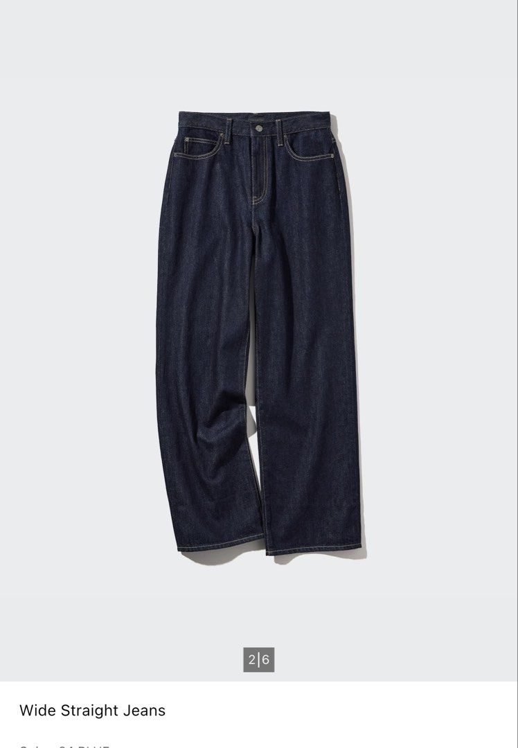 UNIQLO Wide Straight Jeans (Category: Jeans) located in Cavite. Submitted by olachica (Listing ID 1465998172, Image 1). Description: Size: 24, can fit 26-27 waist line High rise, relaxed straight leg No flaws but expect a bit of discoloration because of usage Actual worn photo : last pic RFS: decluttering.