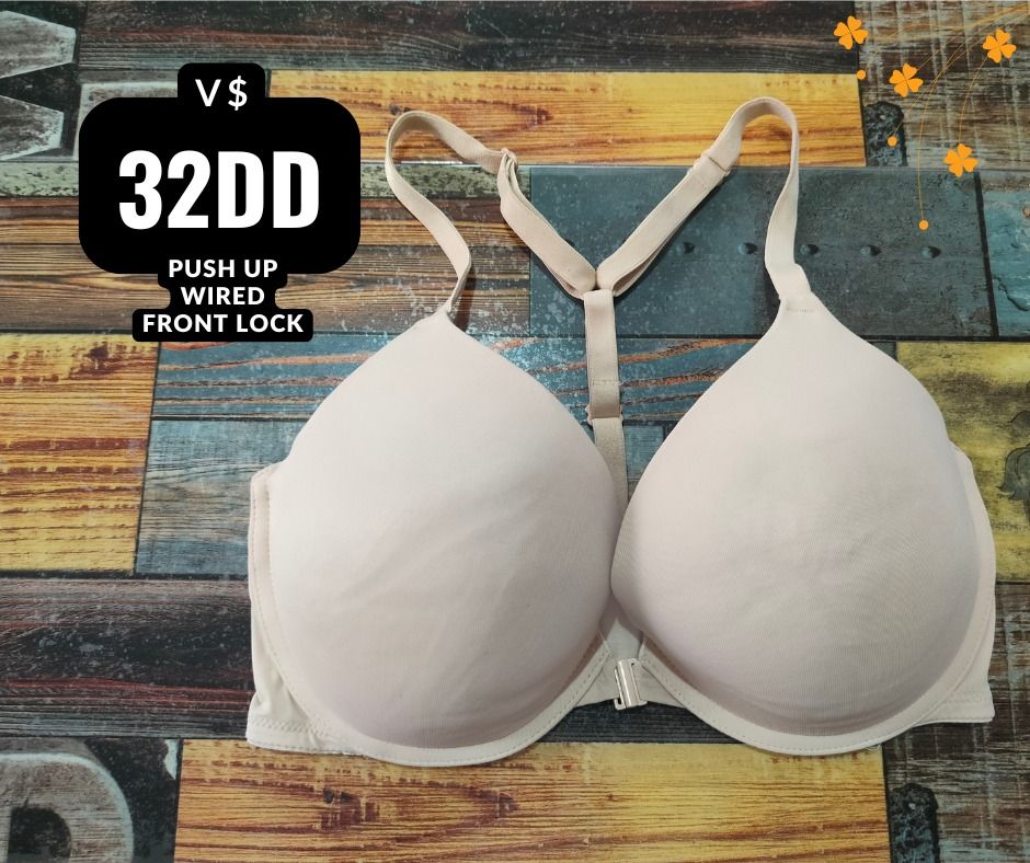 Victoria's Secret Push Up Wired Front Lock Bra 32DD (Category: Undergarments & Loungewear) located in Manila. Submitted by siashop. (Listing ID 1465998464, Image 1). Description: - Brand: Victoria's Secret - Size: 32DD - Style: Push-up bra with wired design and smooth, seamless cups - Closure: Convenient front lock closure - Straps: T-back / Racerback style .