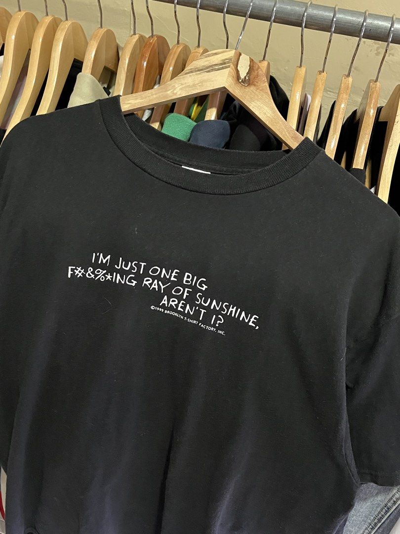 Vintage 90’s statement tee (Category: Formal Shirts) located in Leyte. Submitted by drn_rags (Listing ID 1465995222, Image 2). Description: Vintage 90’s statement tee Excellent condition Width: 22 Length: 28 Size large on tag issue: minimal stains.