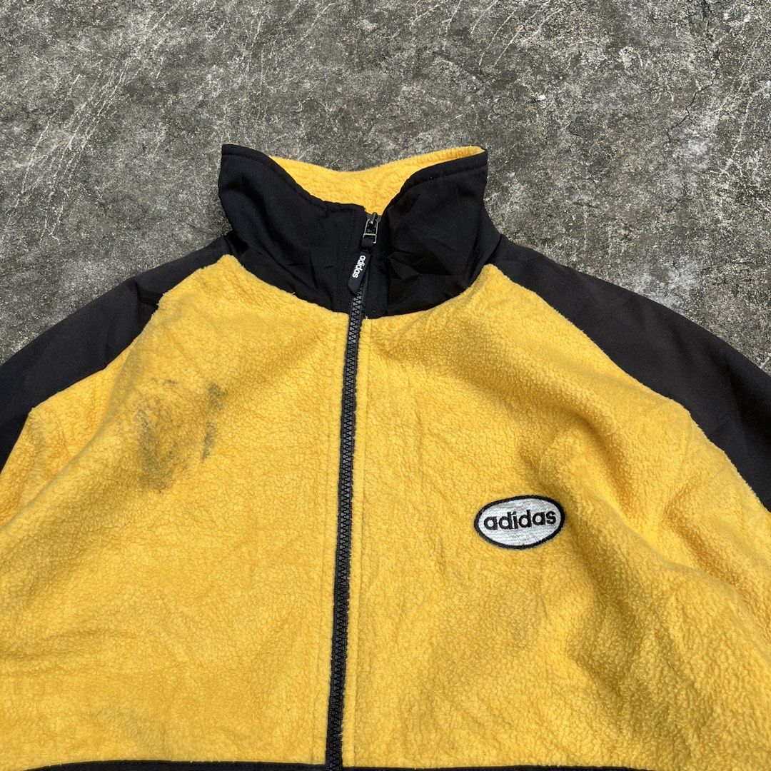 Vintage adidas fleece jacket (Category: Coats, Jackets and Outerwear) located in Marikina City. Submitted by wayupcollective (Listing ID 1465987116, Image 3). Description: Vintage adidas fleece jacket Size M on tag fits Large Excellent condition Washable dirt Measurement Length: 26” Width: 24” .