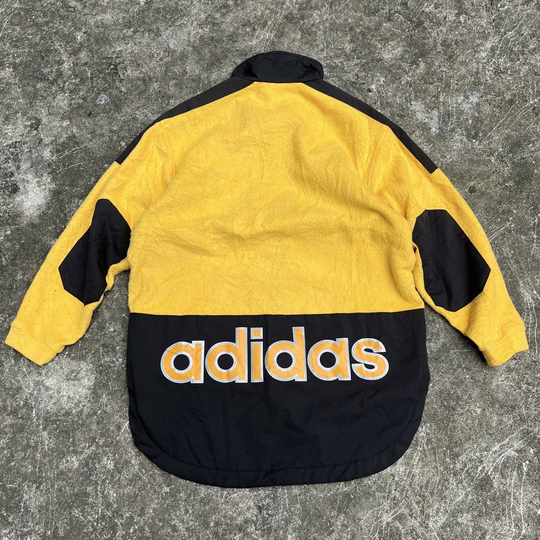 Vintage adidas fleece jacket (Category: Coats, Jackets and Outerwear) located in Marikina City. Submitted by wayupcollective (Listing ID 1465987116, Image 2). Description: Vintage adidas fleece jacket Size M on tag fits Large Excellent condition Washable dirt Measurement Length: 26” Width: 24” .