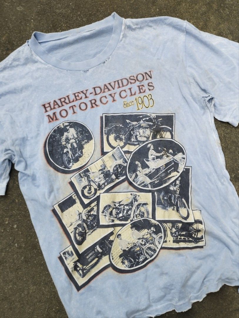Vintage Harley Davidson Motorcycles Tee (Category: Tshirts & Polo Shirts ) located in Manila. Submitted by neil_sellingaccount (Listing ID 1466088098, Image 2). Description: 22 width 29 length trash condition.