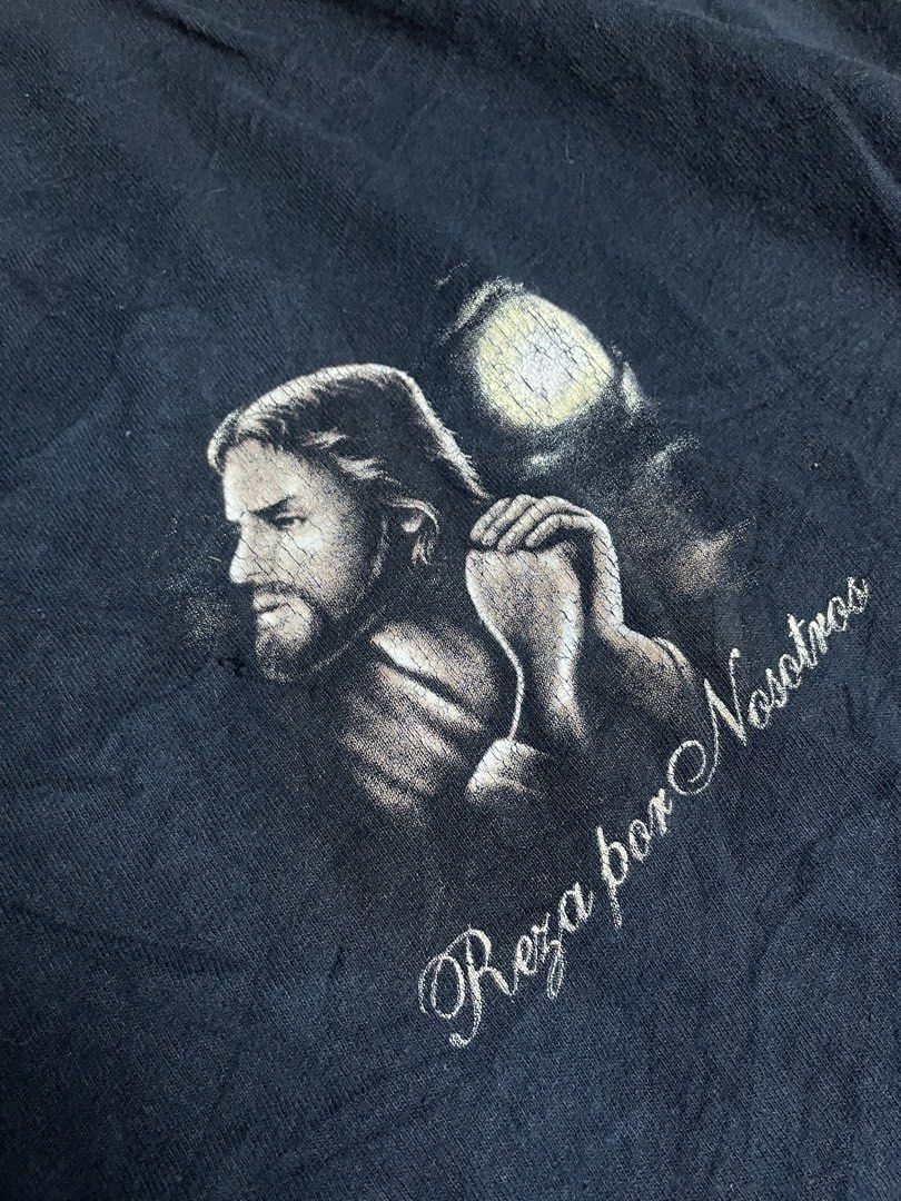 Vintage Jesus Tee (Category: Activewear) located in Naga. Submitted by black-market00 (Listing ID 1466127206, Image 3). Description: Width 23 Lenght 28 Multiple pinholes Minimal hairline.